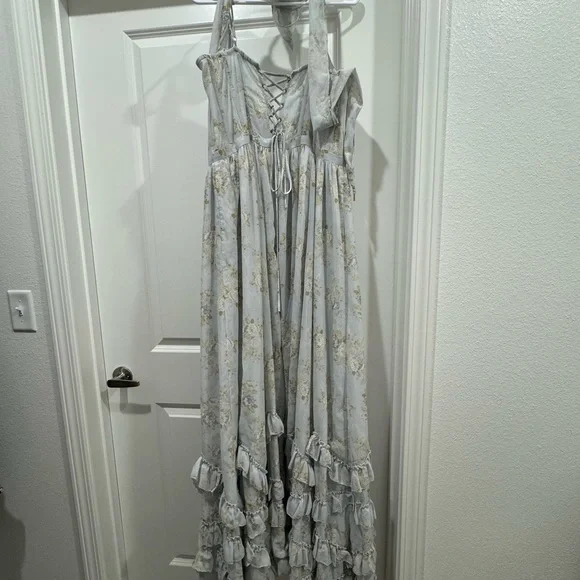 V. Chapman Victorian Blue Roses Maxi Dress - Picture 6 of 9